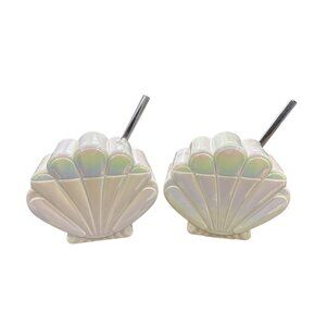 Sun Squad Iridescent Shell Figural Tumblers With Straws Set Of 2 6.67 In H X 5.5